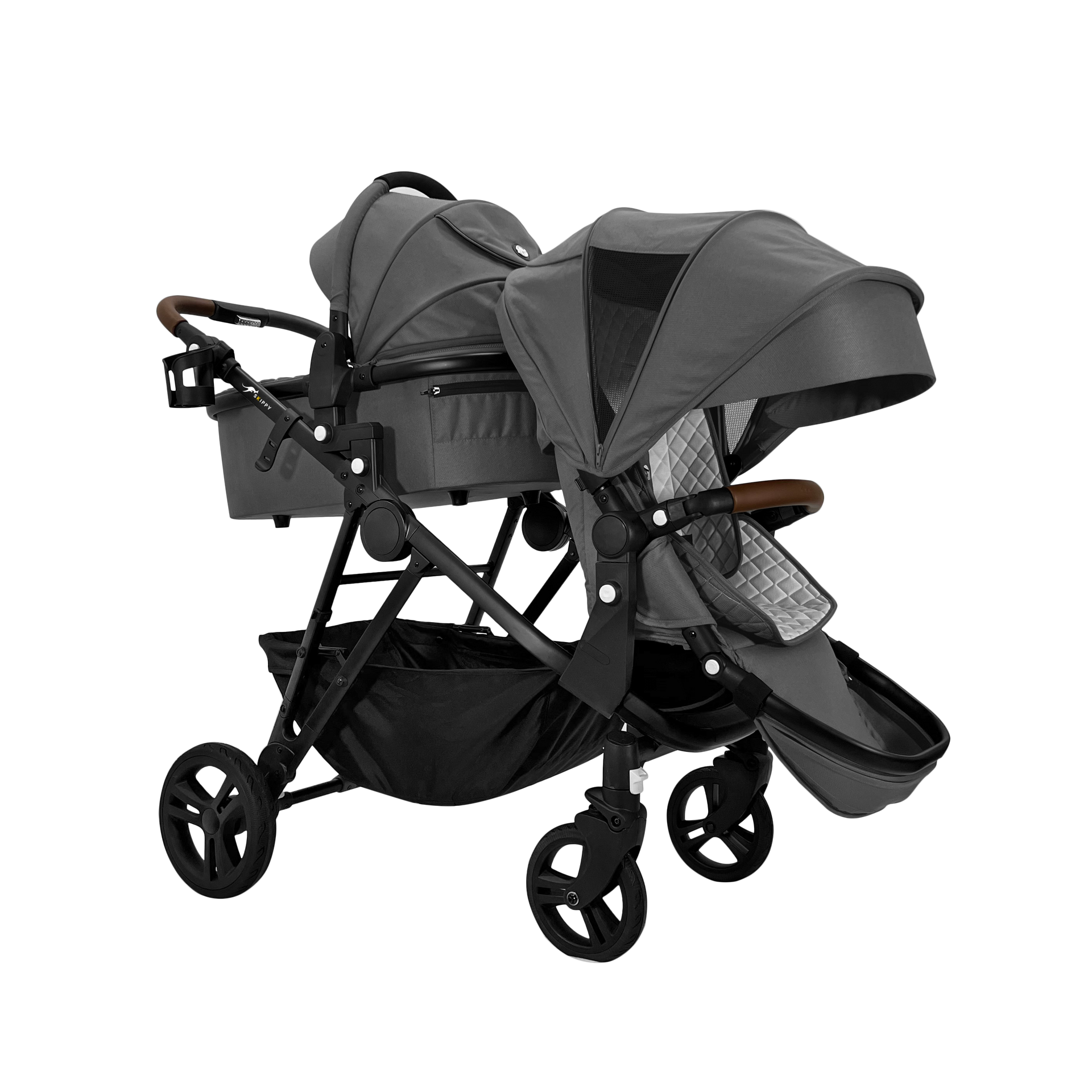 Double pram with capsule hot sale